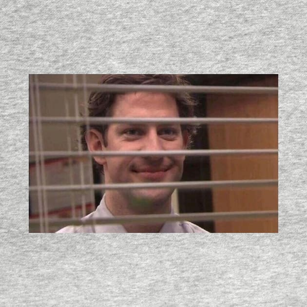 Jim Halpert Smiling Through Blinds by FlashmanBiscuit